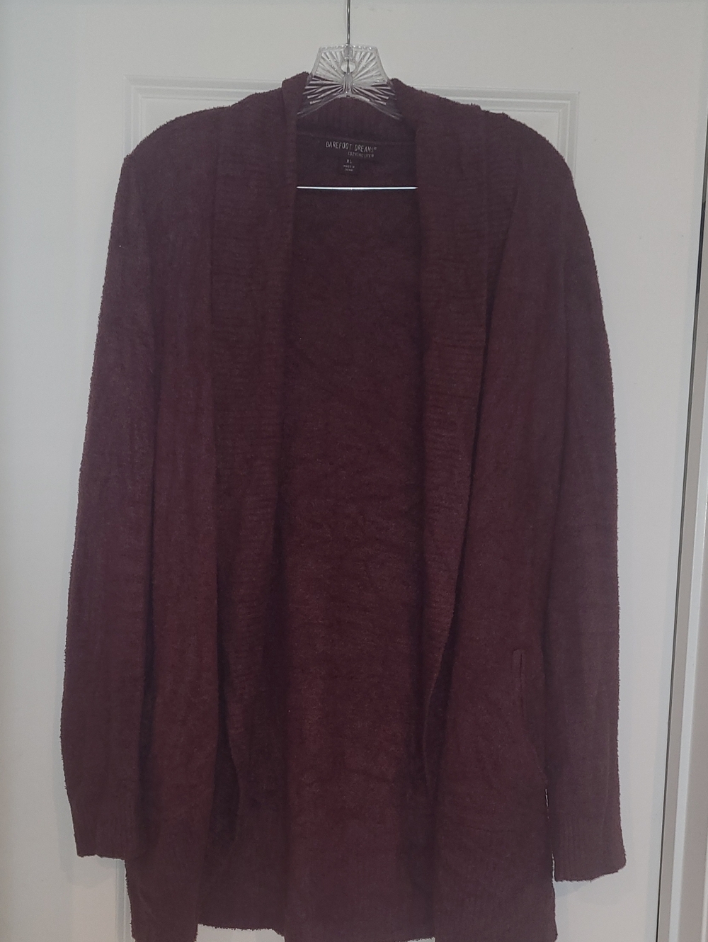 Barefoot Dreams Women's Deep Wine Open-Front Cardigan with Pockets